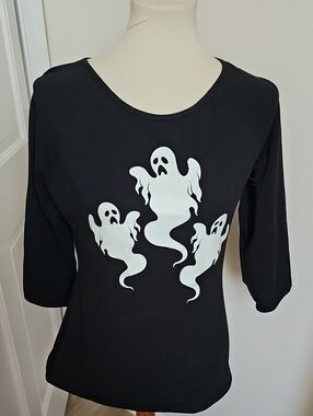 Micheline Pitt Halloween edition ghost 3/4 sleeve top L